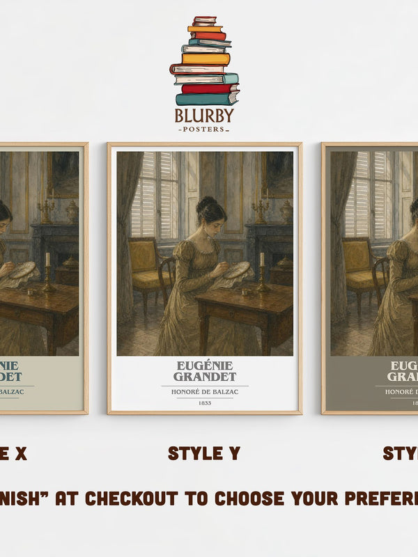 Eugénie Grandet book cover print in frame leaning in hallway – classic literature wall art