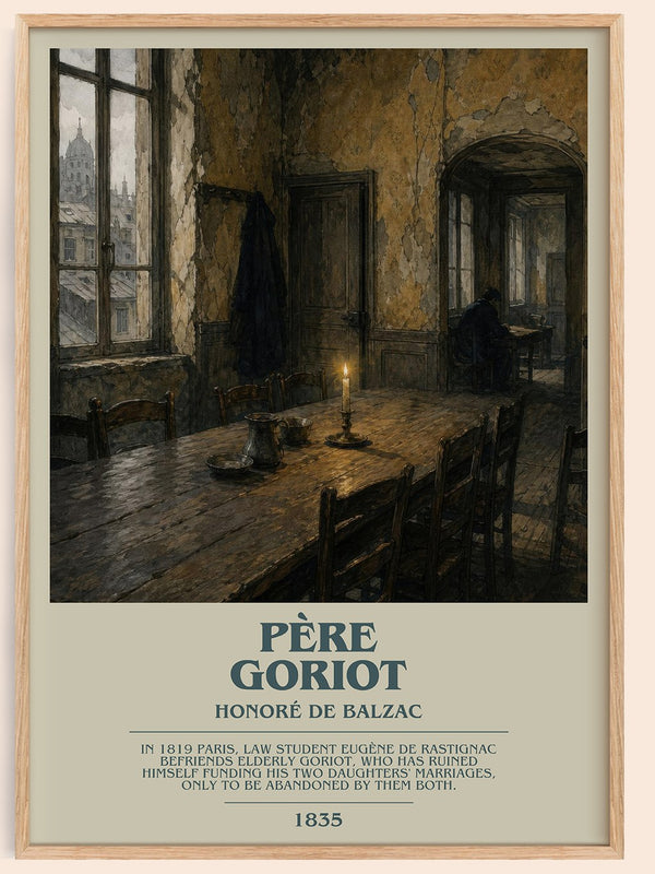 Père Goriot bookish book poster by Honoré de Balzac – framed literary art print