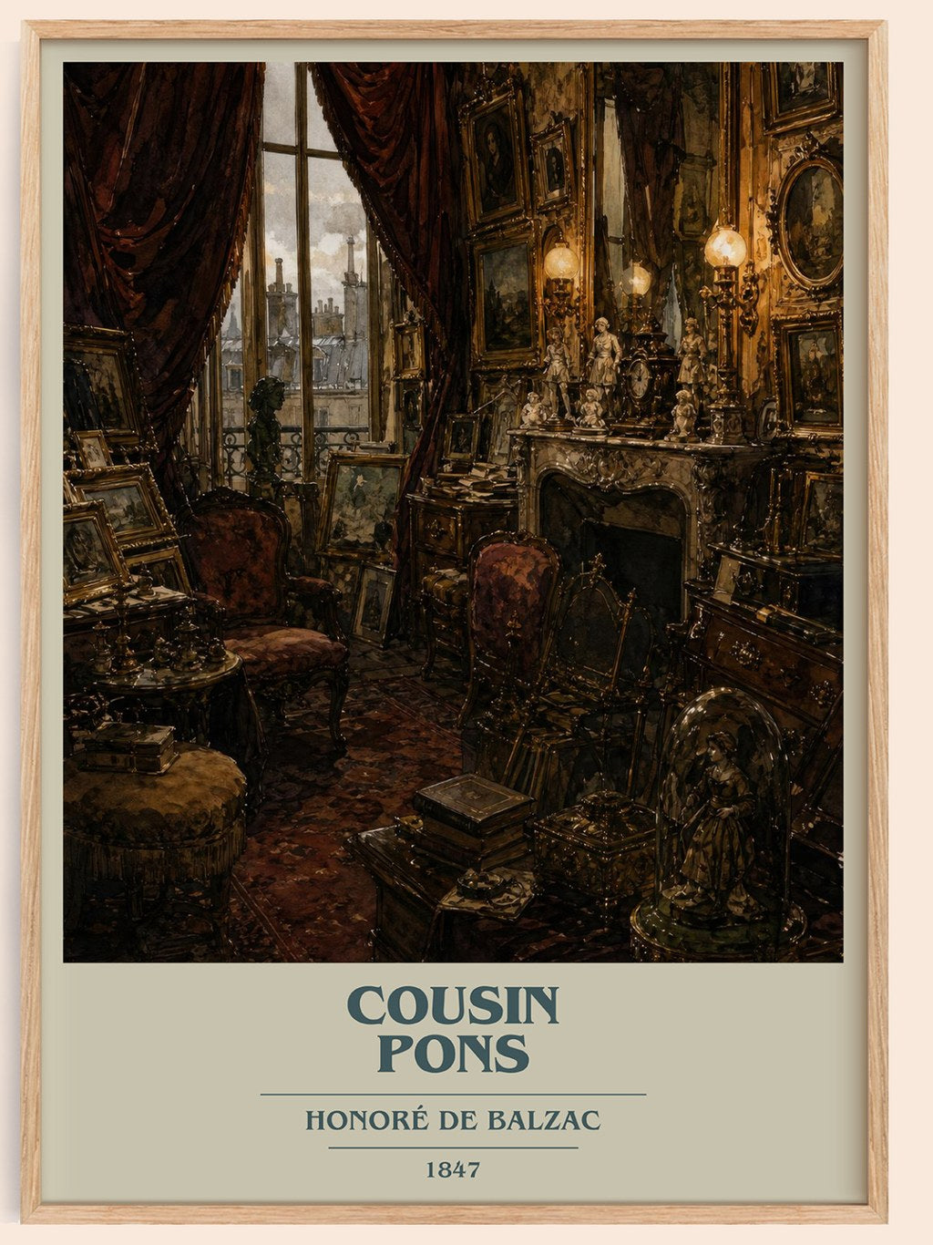Cousin Pons book cover book poster by Honoré de Balzac – framed literary art print