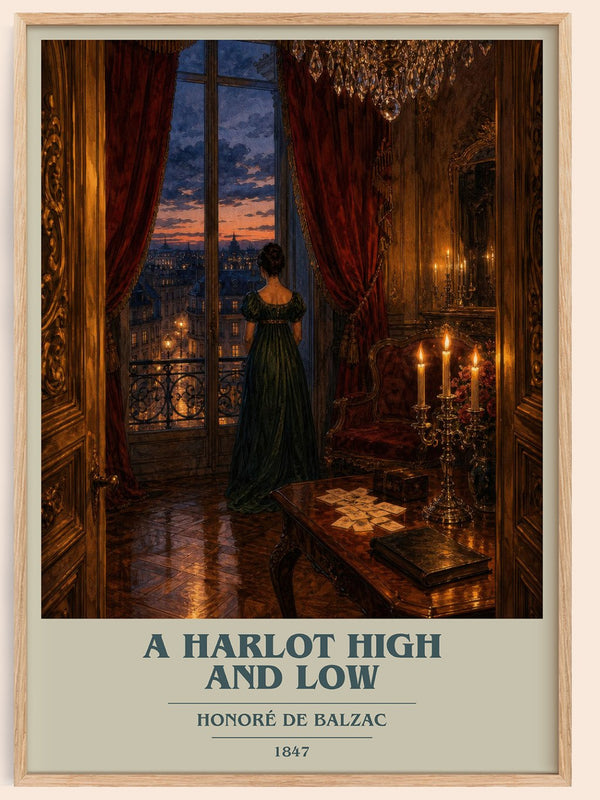 A Harlot High and Low book cover book poster by Honoré de Balzac – framed literary art print