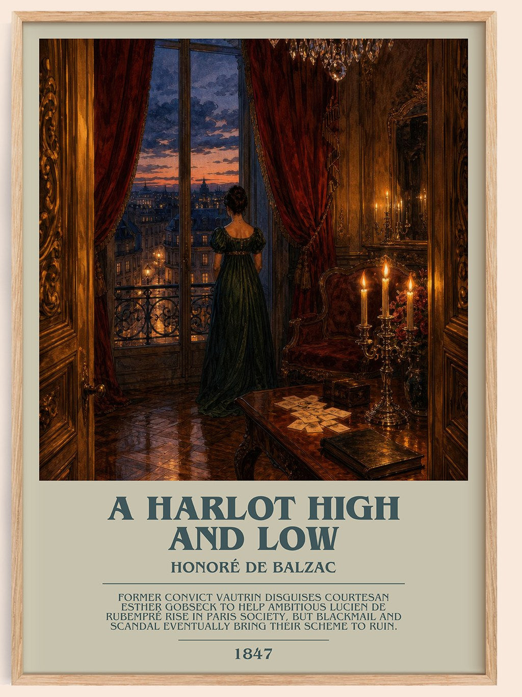 A Harlot High and Low bookish book poster by Honoré de Balzac – framed literary art print