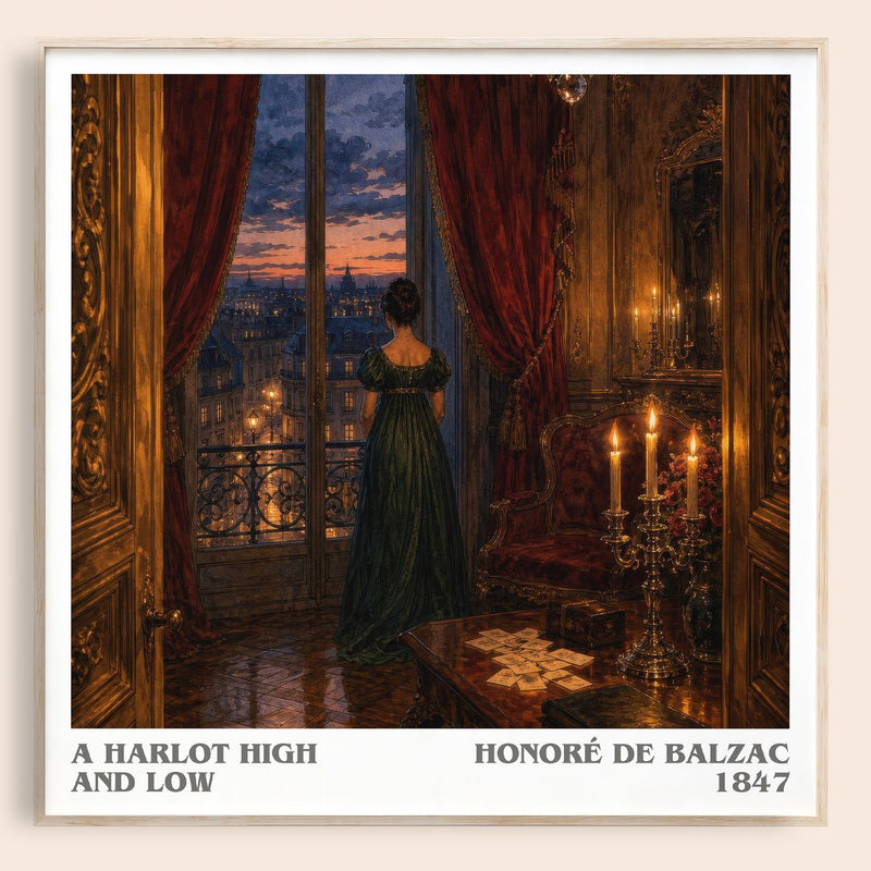 A Harlot High and Low literary book poster by Honoré de Balzac – framed literary art print