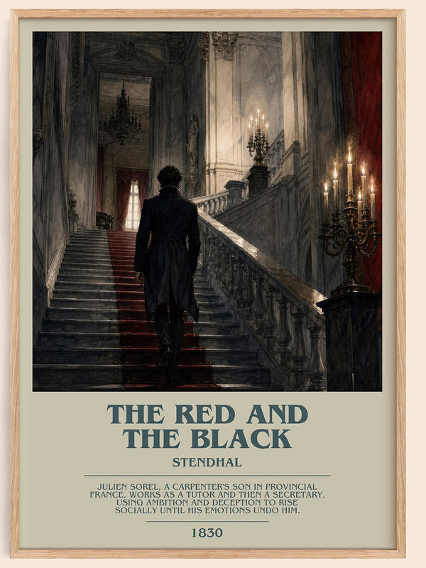 The Red and the Black bookish book poster by Stendhal – framed literary art print