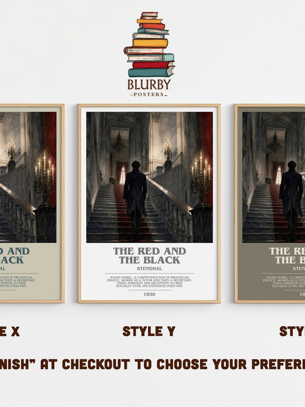 The Red and the Black bookish print in frame leaning in hallway – classic literature wall art
