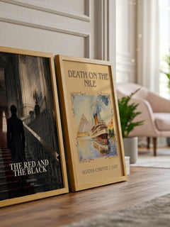 The Red and the Black watercolour print framed by window – literary home decor