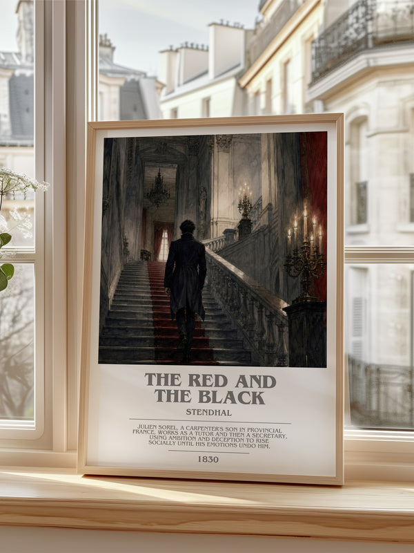 The Red and the Black bookish poster colour and style options – Stendhal book art