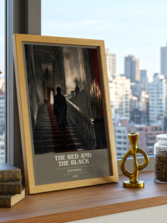 The Red and the Black book cover print framed by window – literary home decor