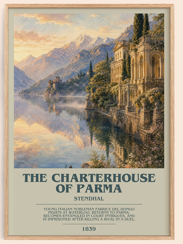 The Charterhouse of Parma bookish book poster by Stendhal – framed literary art print