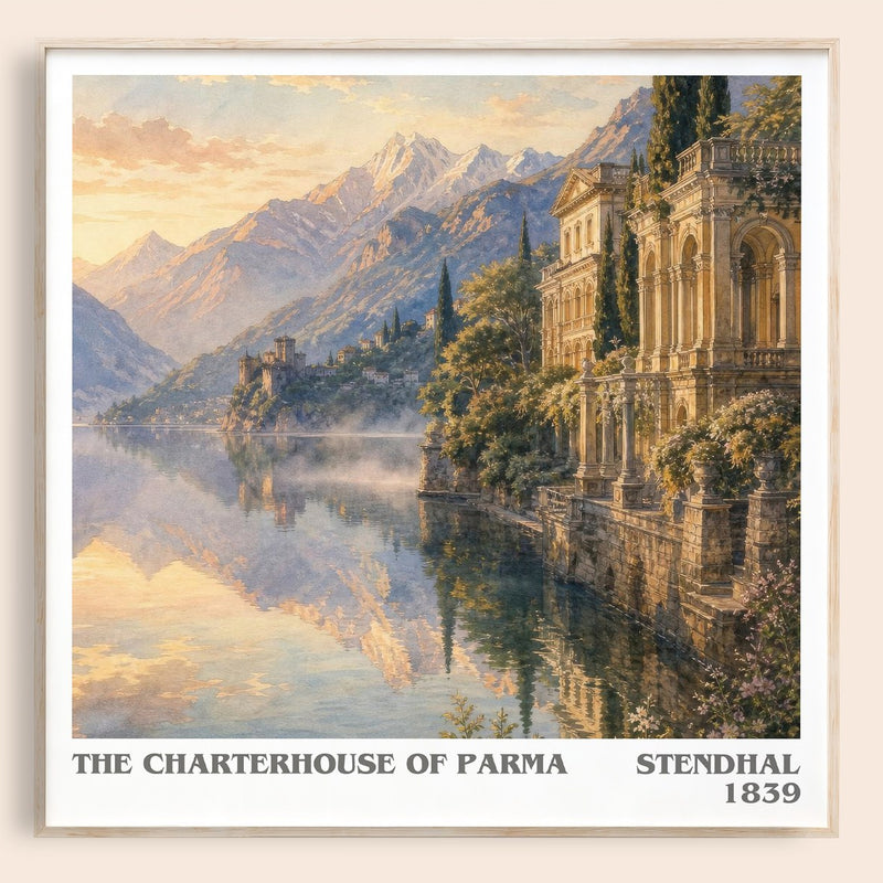 The Charterhouse of Parma literary book poster by Stendhal – framed literary art print