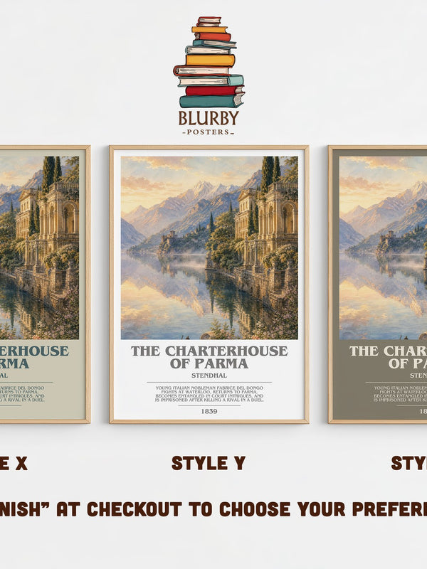 The Charterhouse of Parma bookish print in frame leaning in hallway – classic literature wall art