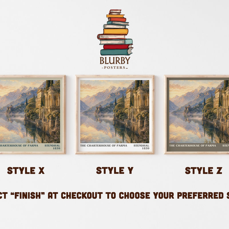 The Charterhouse of Parma literary print in frame leaning in hallway – classic literature wall art