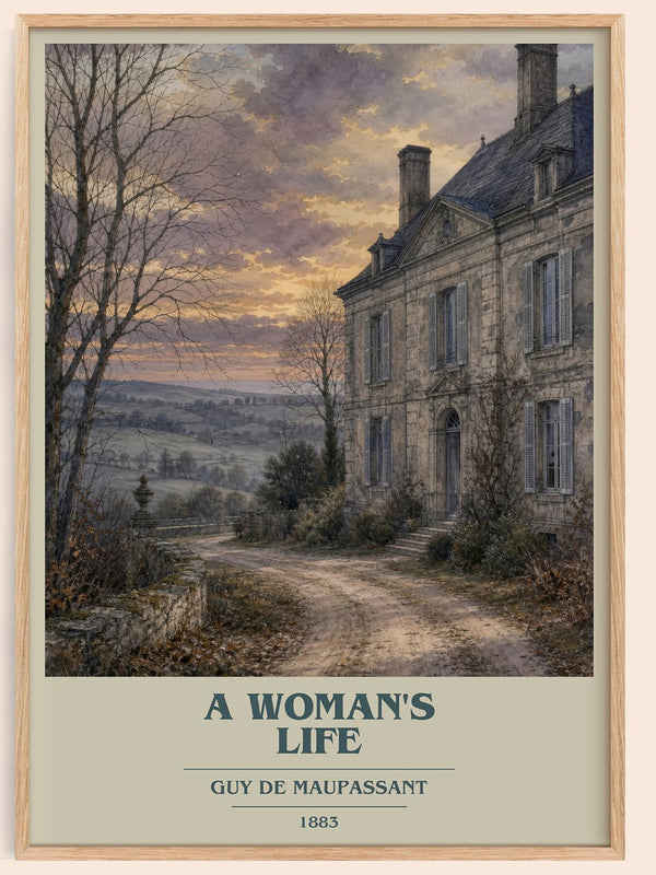 A Woman's Life book cover book poster by Guy de Maupassant – framed literary art print