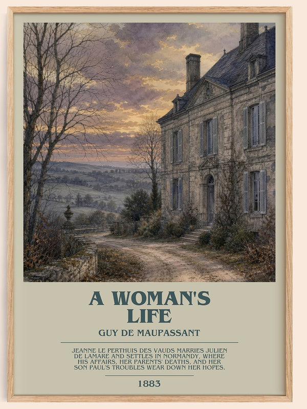 A Woman's Life bookish book poster by Guy de Maupassant – framed literary art print