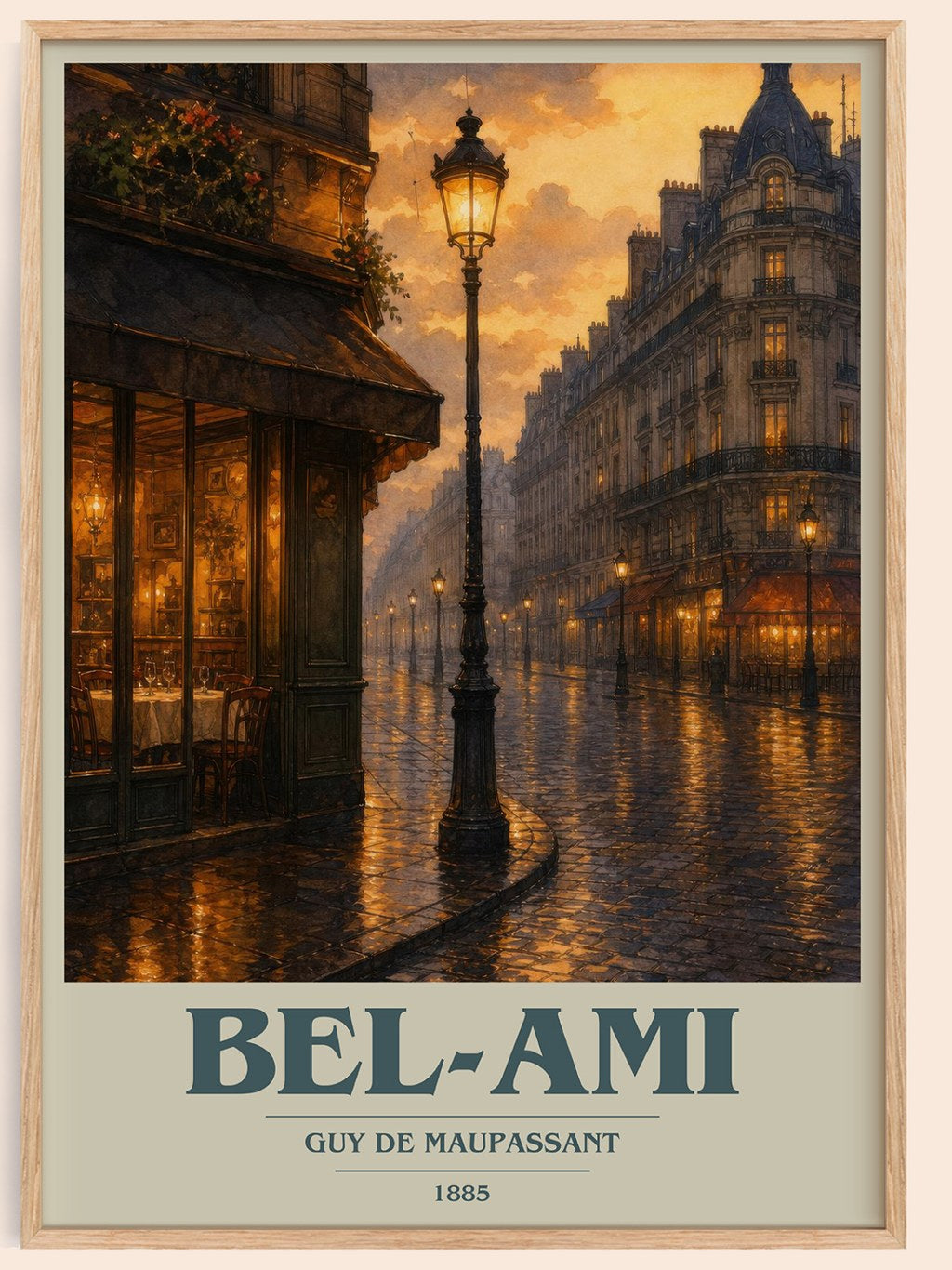 Bel-Ami book cover book poster by Guy de Maupassant – framed literary art print