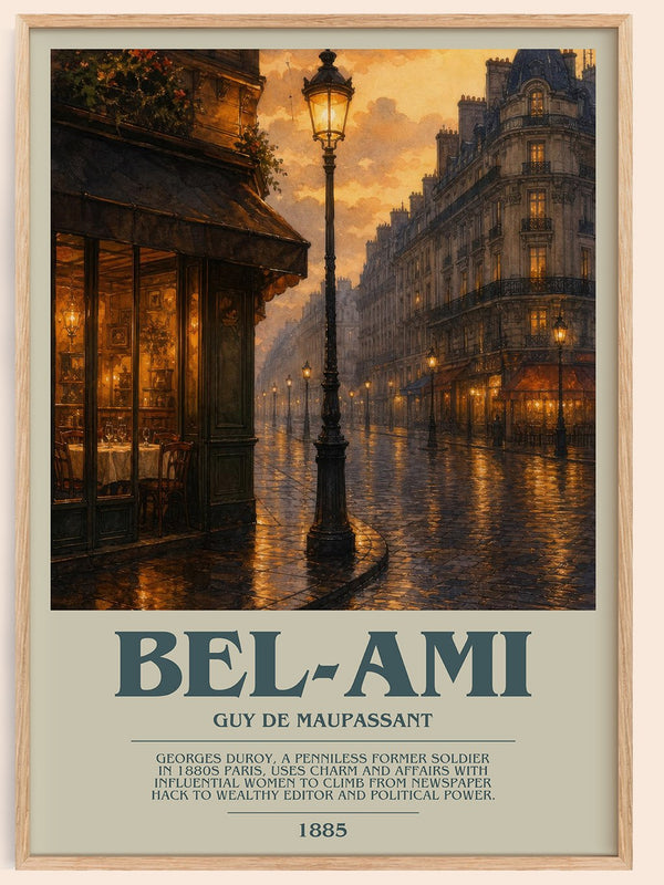 Bel-Ami bookish book poster by Guy de Maupassant – framed literary art print