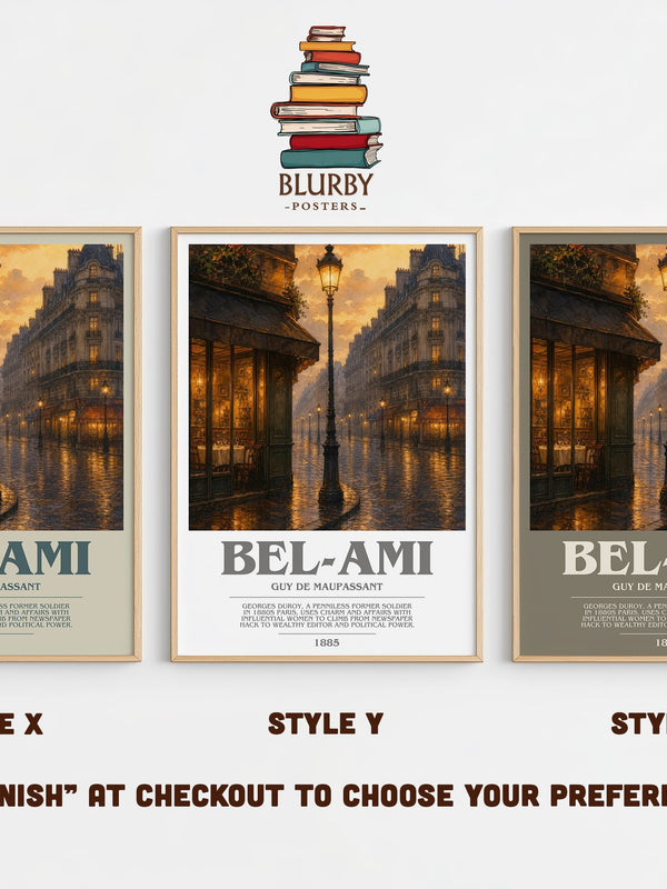 Bel-Ami bookish print in frame leaning in hallway – literary fiction wall art