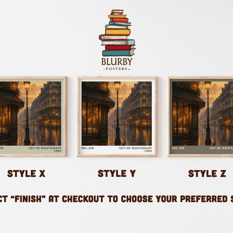 Bel-Ami literary print in frame leaning in hallway – literary fiction wall art