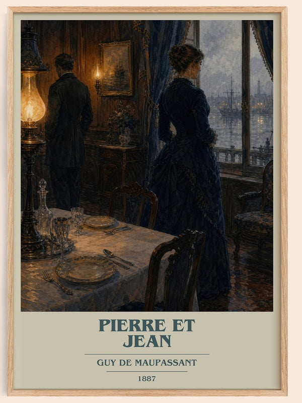 Pierre et Jean book cover book poster by Guy de Maupassant – framed literary art print