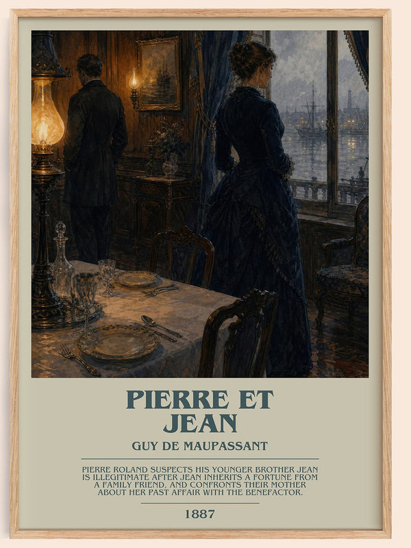 Pierre et Jean bookish book poster by Guy de Maupassant – framed literary art print