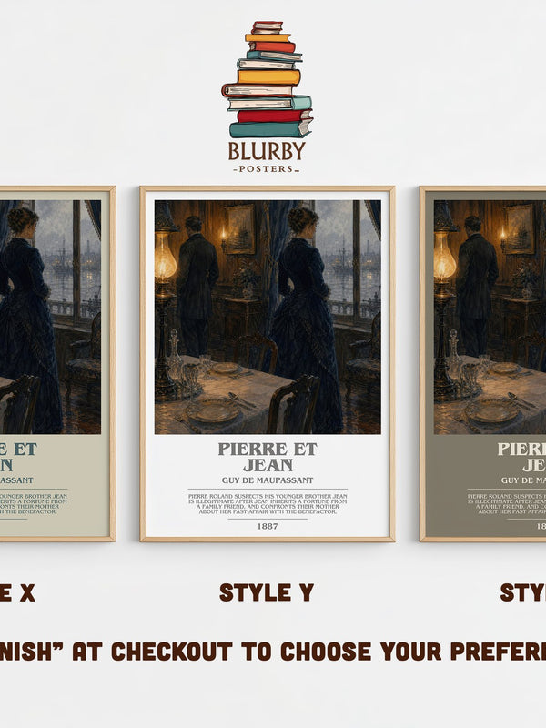 Pierre et Jean bookish print in frame leaning in hallway – literary fiction wall art