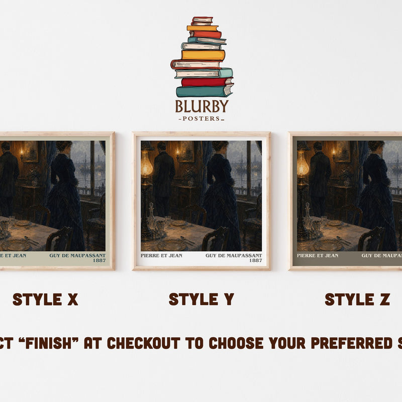 Pierre et Jean literary print in frame leaning in hallway – literary fiction wall art