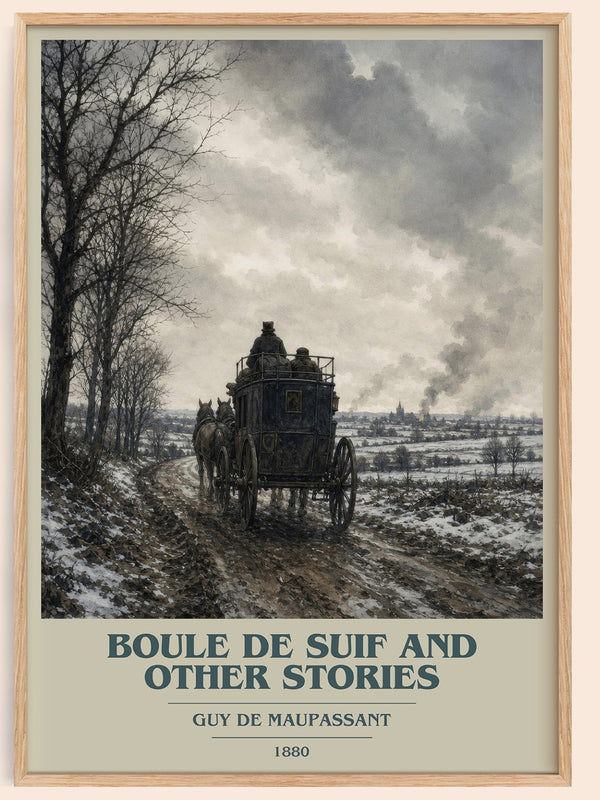 Boule de Suif and Other Stories book cover book poster by Guy de Maupassant – framed literary art print