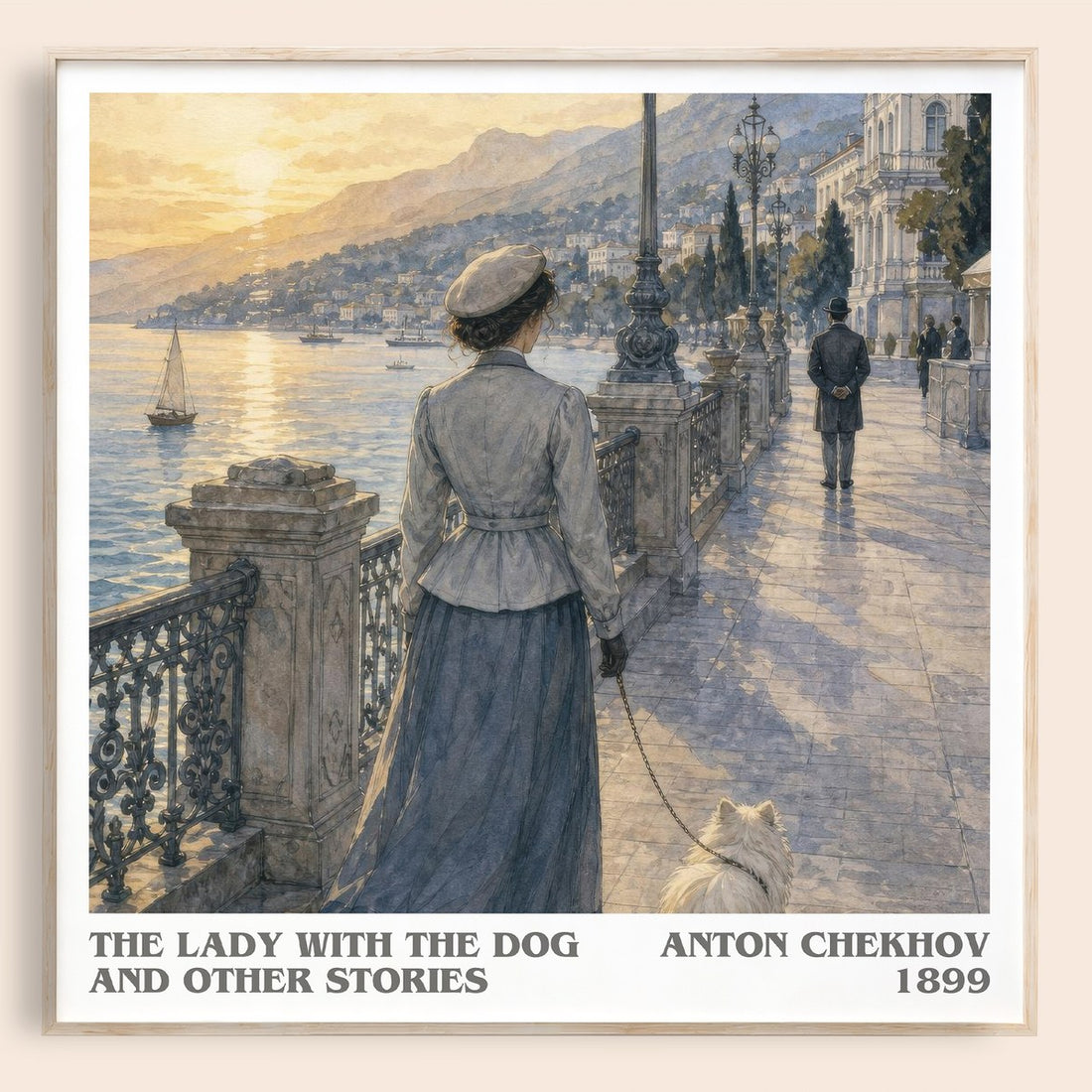 The Lady with the Dog and Other Stories literary book poster by Anton Chekhov – framed literary art print