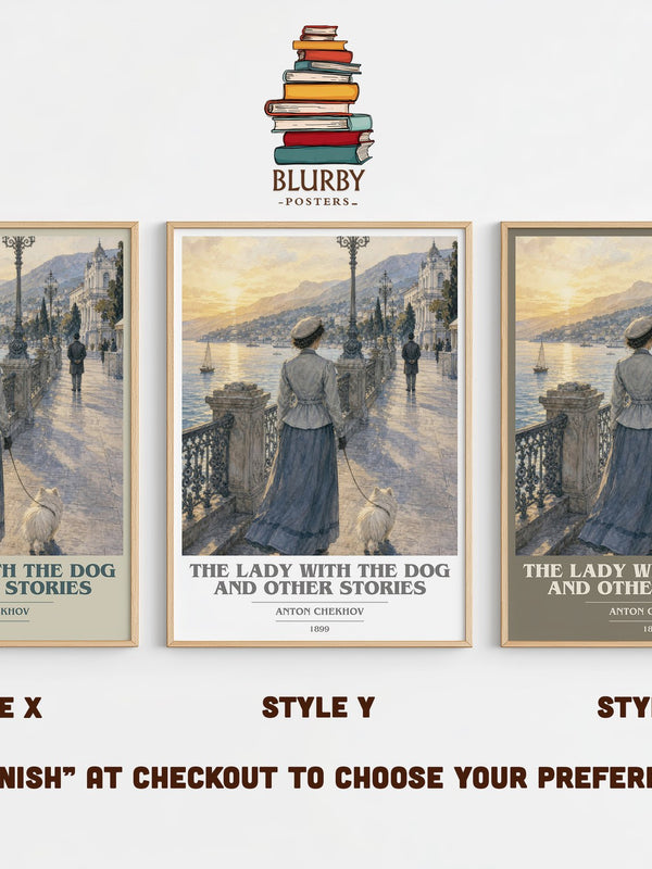 The Lady with the Dog and Other Stories book cover print in frame leaning in hallway – literary fiction wall art