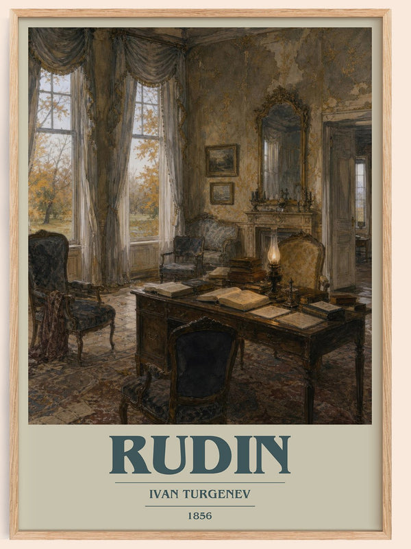 Rudin book cover book poster by Ivan Turgenev – framed literary art print