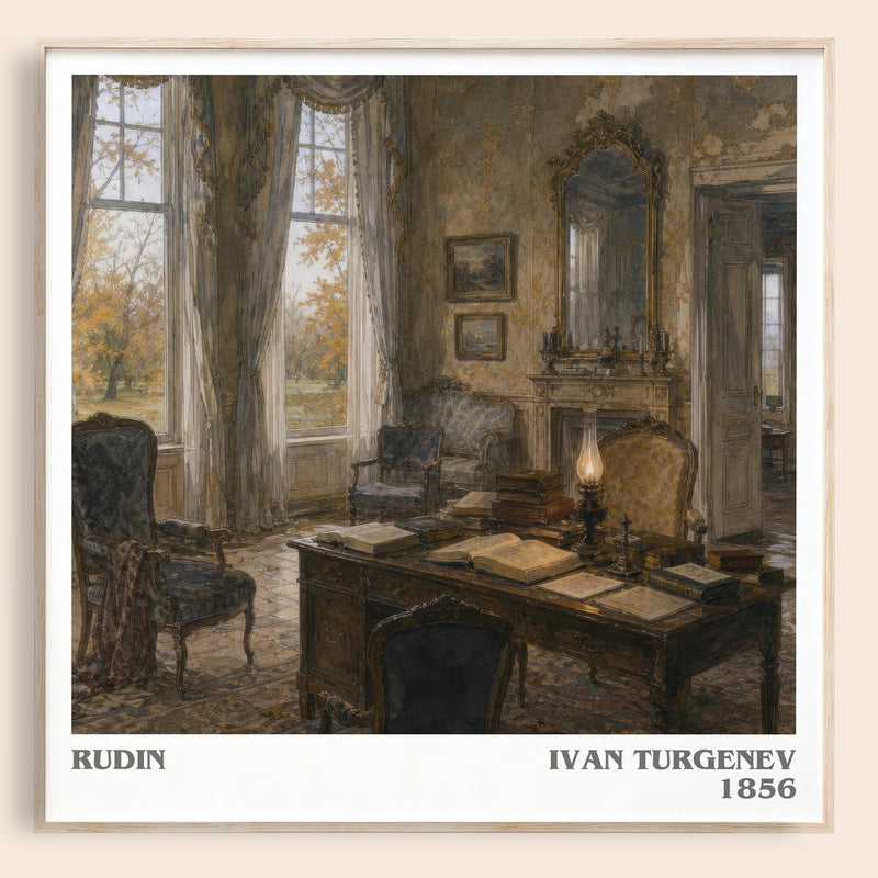 Rudin literary book poster by Ivan Turgenev – framed literary art print