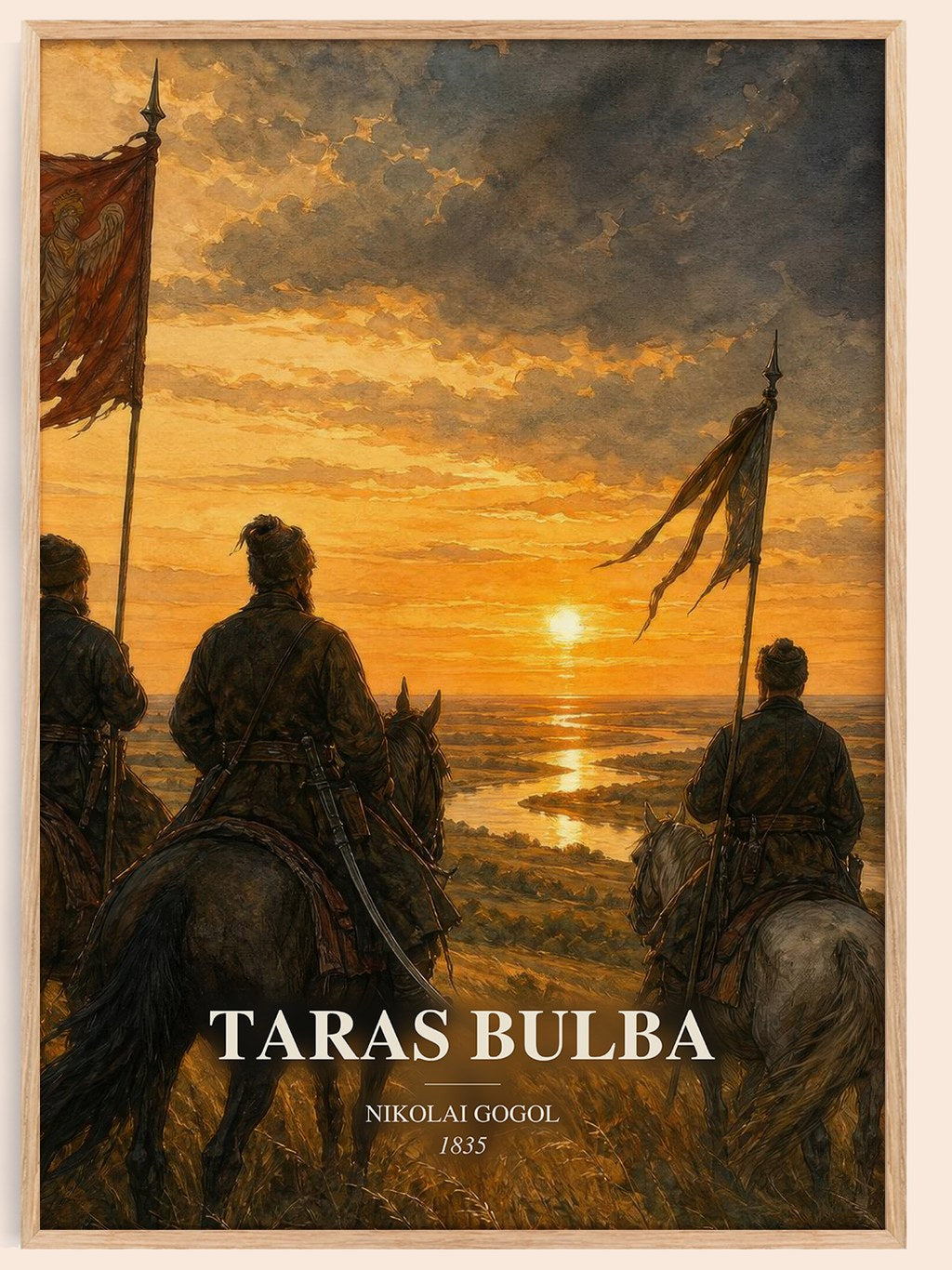 Taras Bulba watercolour book poster by Nikolai Gogol – framed literary art print