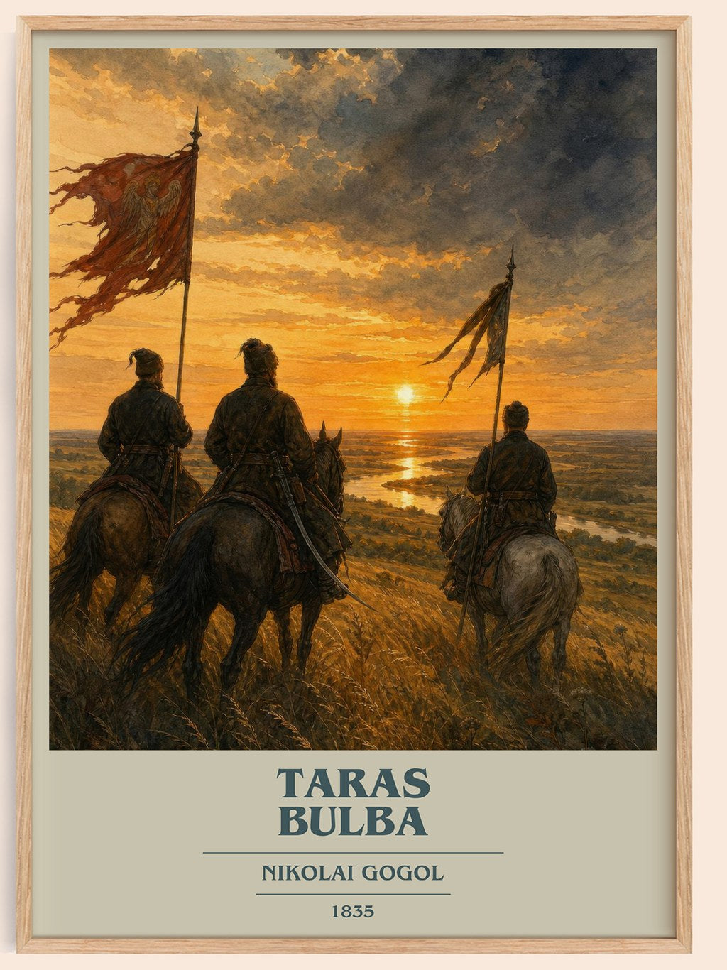 Taras Bulba book cover book poster by Nikolai Gogol – framed literary art print