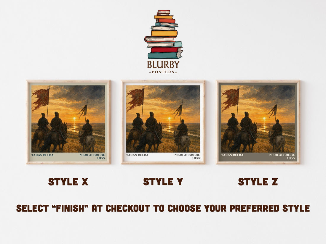 Taras Bulba literary print in frame leaning in hallway – historical fiction wall art (mockup)