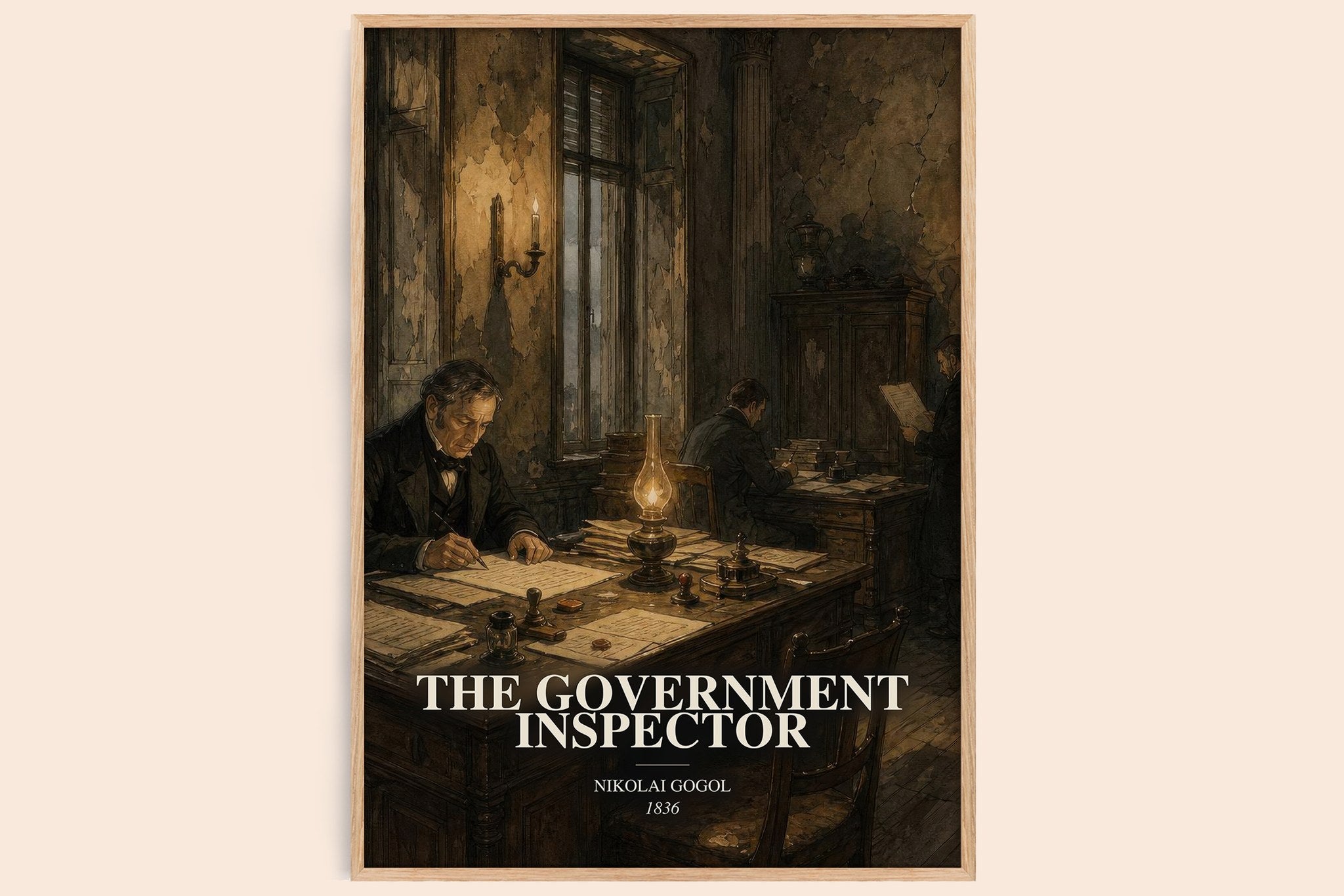 Government Inspector Book Watercolour Illustration by Nikolai Gogol