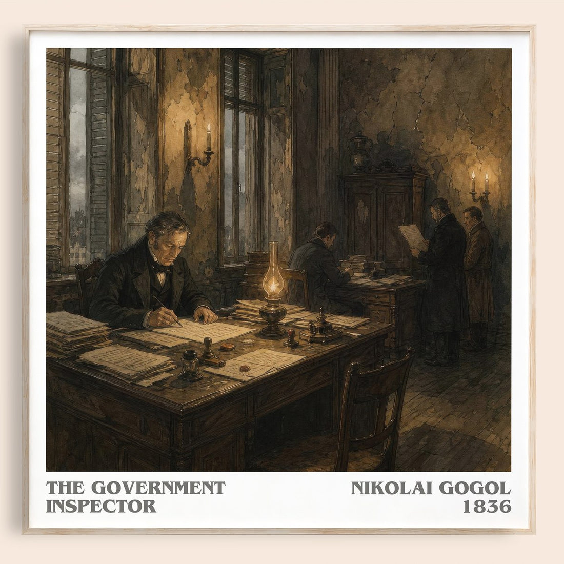 The Government Inspector literary book poster by Nikolai Gogol – framed literary art print