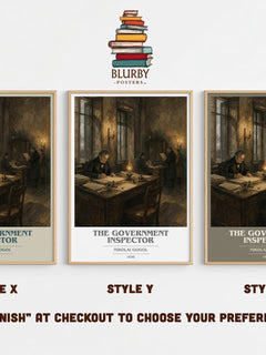 The Government Inspector book cover print in frame leaning in hallway – satire wall art