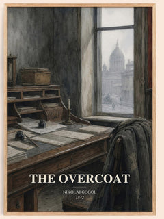 The Overcoat watercolour book poster by Nikolai Gogol – framed literary art print