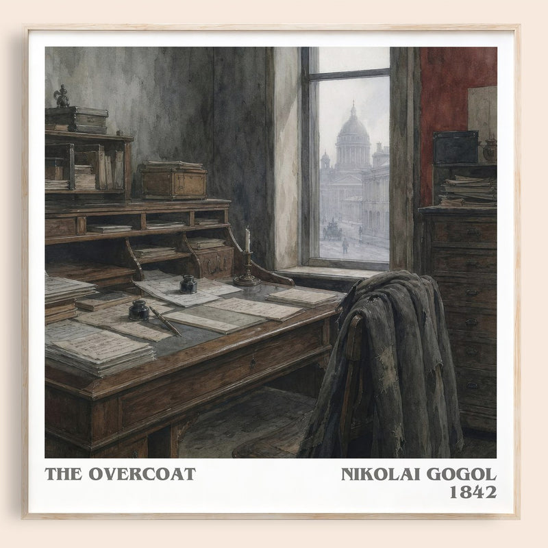 The Overcoat literary book poster by Nikolai Gogol – framed literary art print