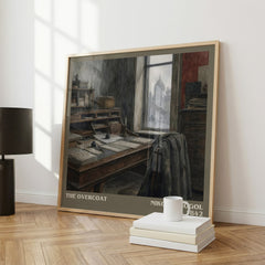 The Overcoat literary print framed by window – literary home decor