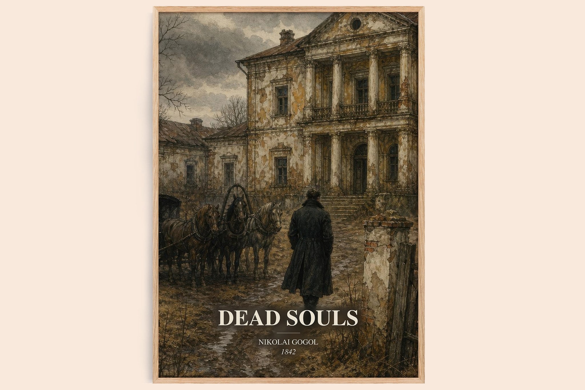 Dead Souls Book Watercolour Illustration by Nikolai Gogol