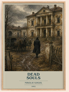 Dead Souls book cover book poster by Nikolai Gogol – framed literary art print