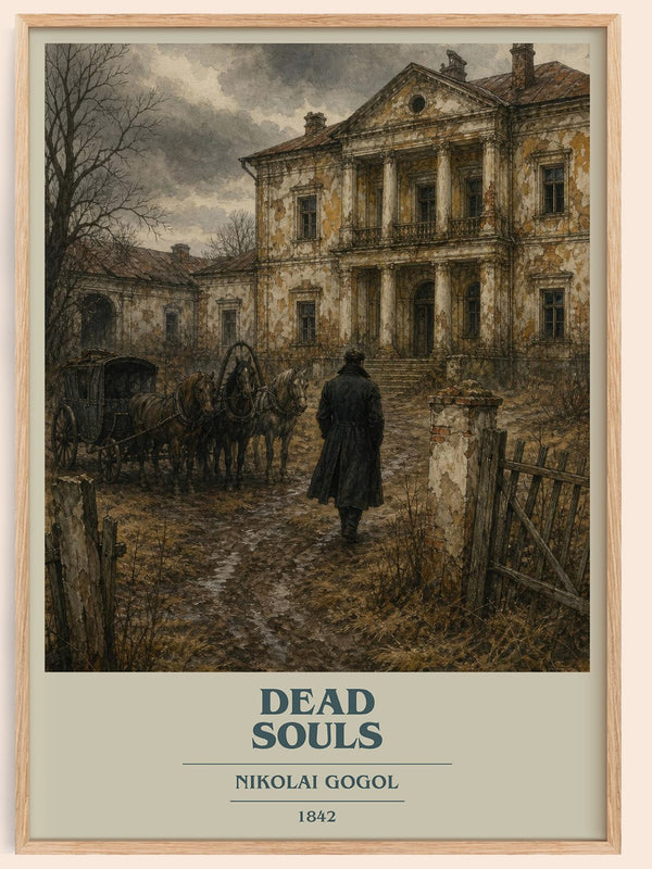 Dead Souls book cover book poster by Nikolai Gogol – framed literary art print