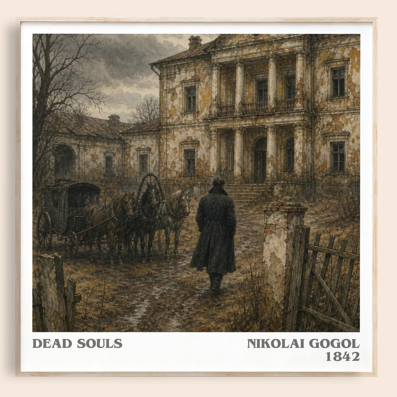 Dead Souls literary book poster by Nikolai Gogol – framed literary art print