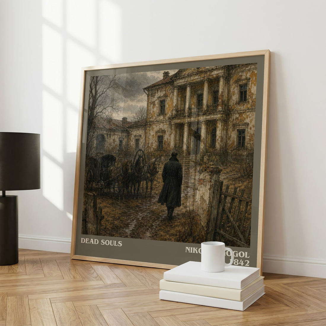 Dead Souls literary print framed by window – literary home decor