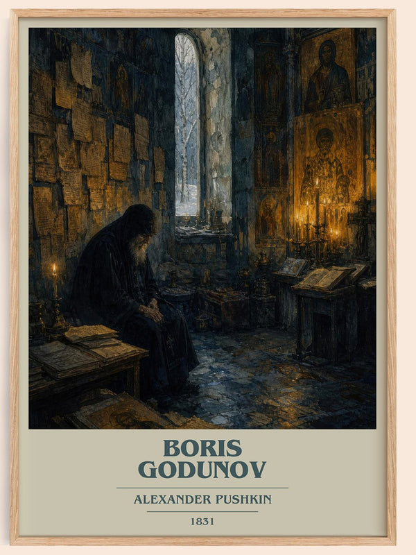 Boris Godunov book cover book poster by Alexander Pushkin – framed literary art print