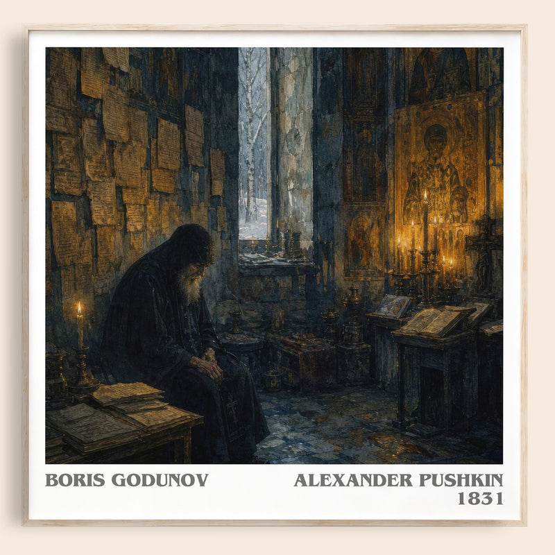 Boris Godunov literary book poster by Alexander Pushkin – framed literary art print