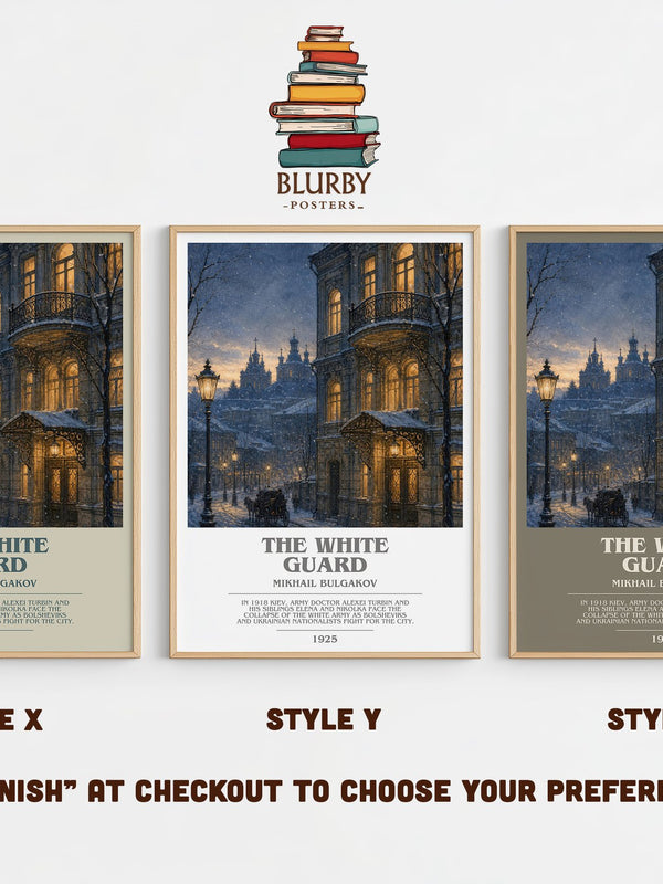 The White Guard bookish print in frame leaning in hallway – historical fiction wall art