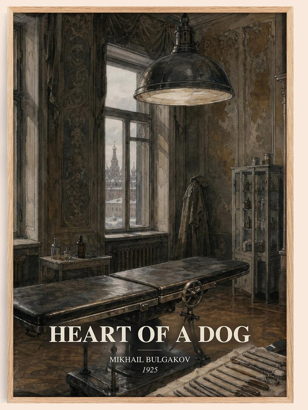 Heart of a Dog watercolour book poster by Mikhail Bulgakov – framed literary art print