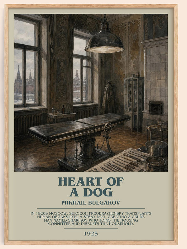 Heart of a Dog bookish book poster by Mikhail Bulgakov – framed literary art print