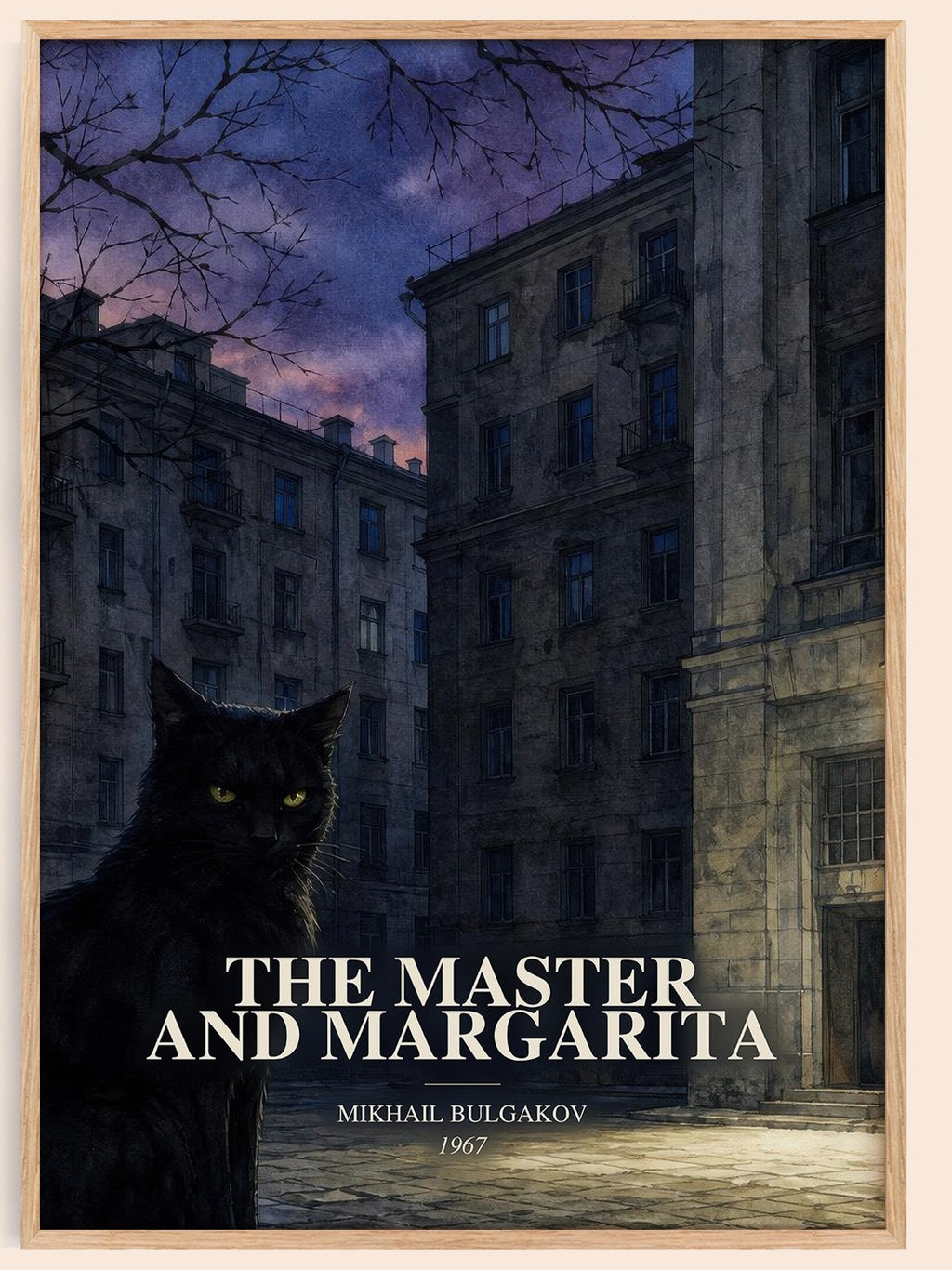 The Master and Margarita watercolour book poster by Mikhail Bulgakov – framed literary art print